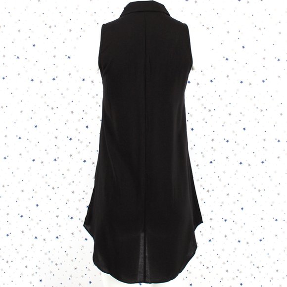 Black Sleeveless Henley Shirt Dress Tunic Top - Picture 5 of 7